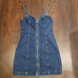 Topshop Denim Zipper Mini Dress